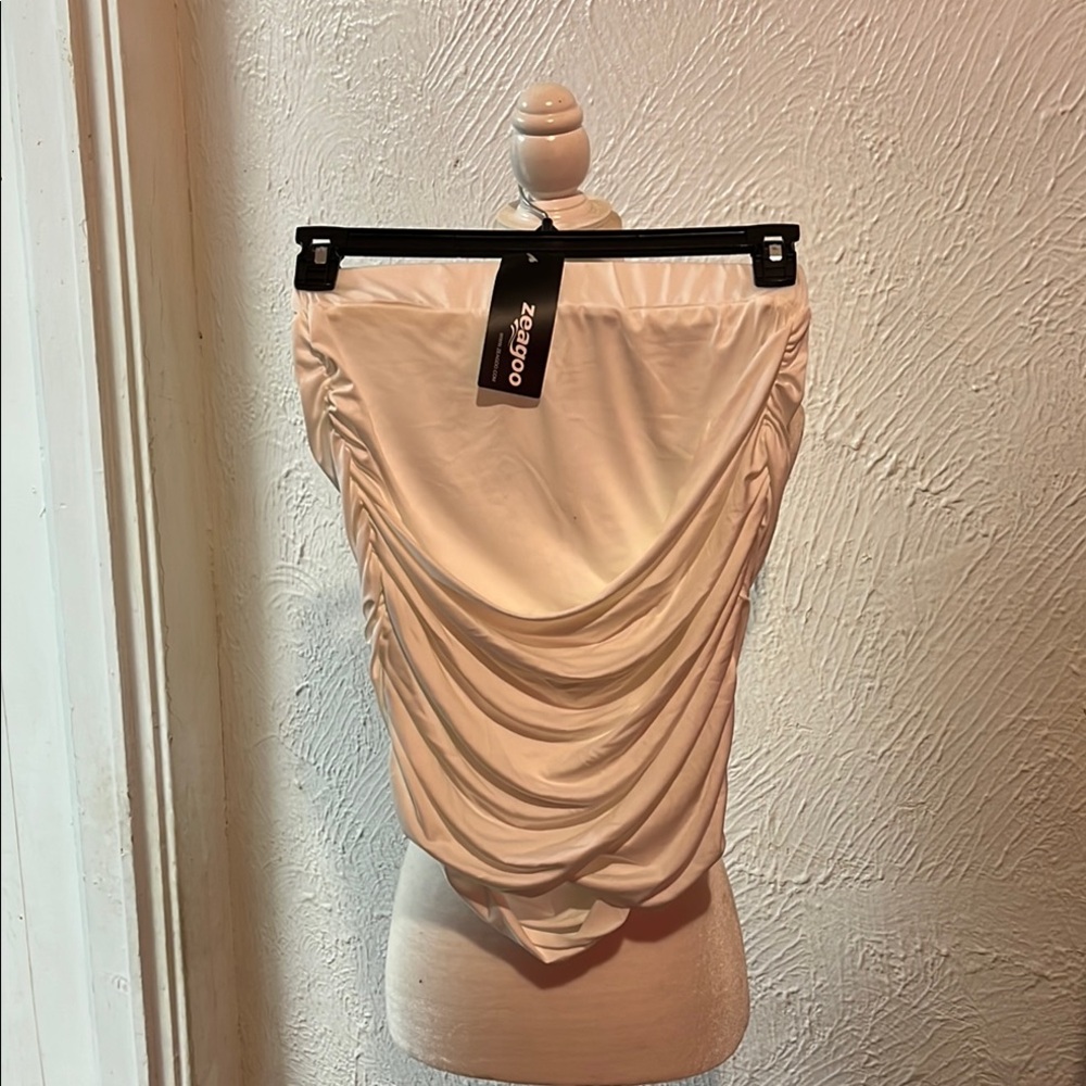 Zeagoo Cream Ruched Shirt